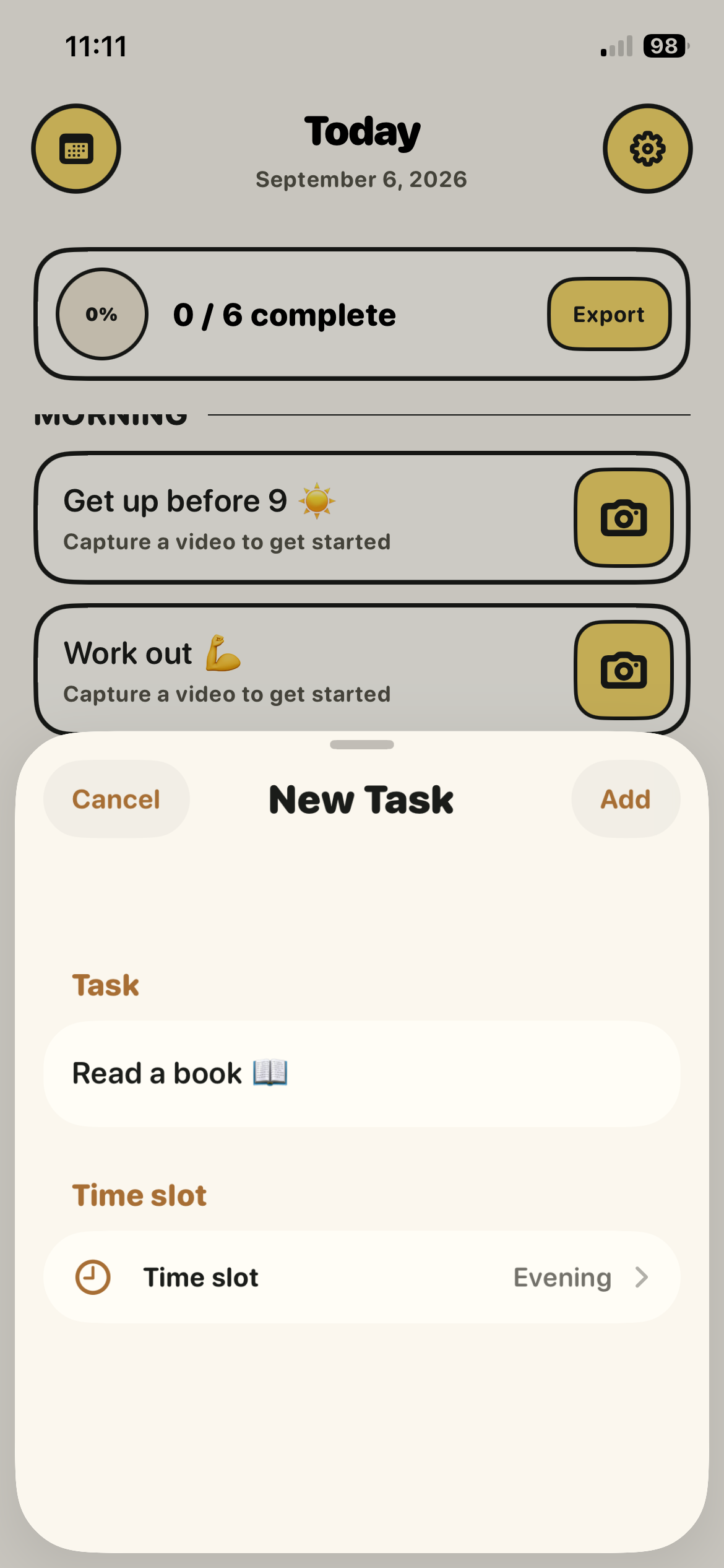 Plan screen