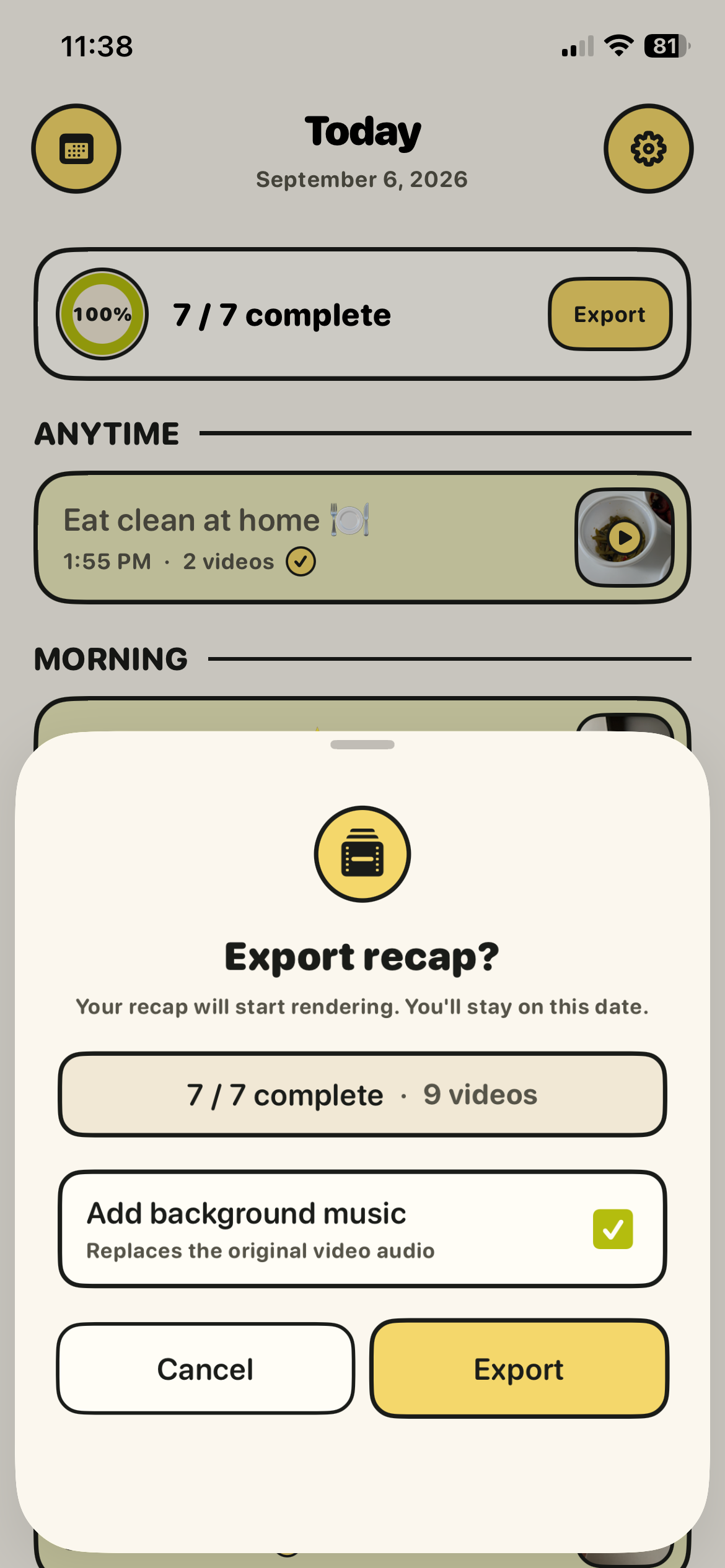 Recap screen